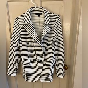 Banana Republic Factory Navy & White Pique Knit Blazer